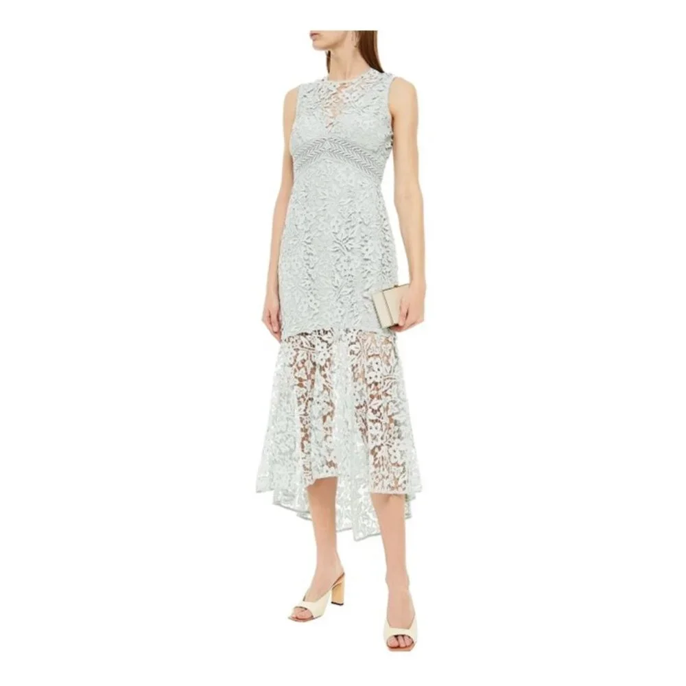 ML Monique Lhuillier Light blue/green Lace Cocktail Dress - Picture 1 of 5